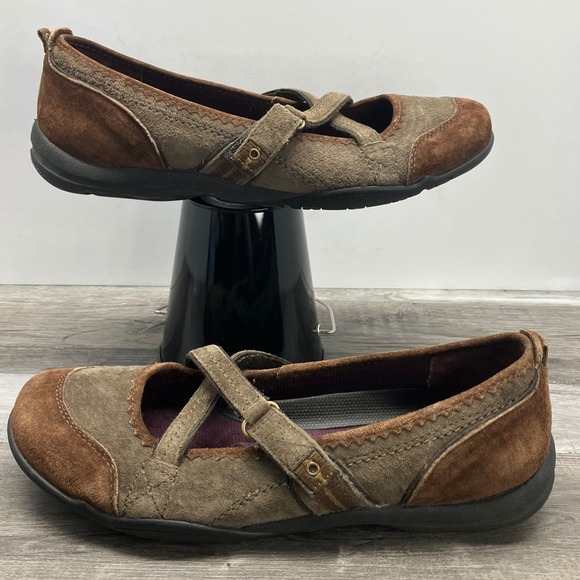 Privo by Clarks Shoes - Privo by Clarks Womens Brown Suede Mary Jane Flats Comfort Shoes 76450 Size 8.5M